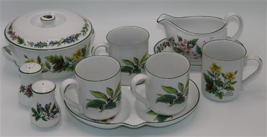 Large quantity of Royal Worcester Herbs pattern dinner, tea and coffee wares, with storage jars, place mats etc. (105 items approx)